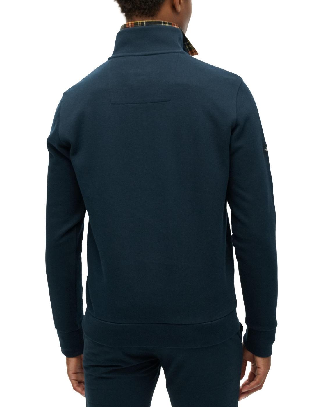 Sudadera Superdry de piqué  con cuello Zip marino de hombre