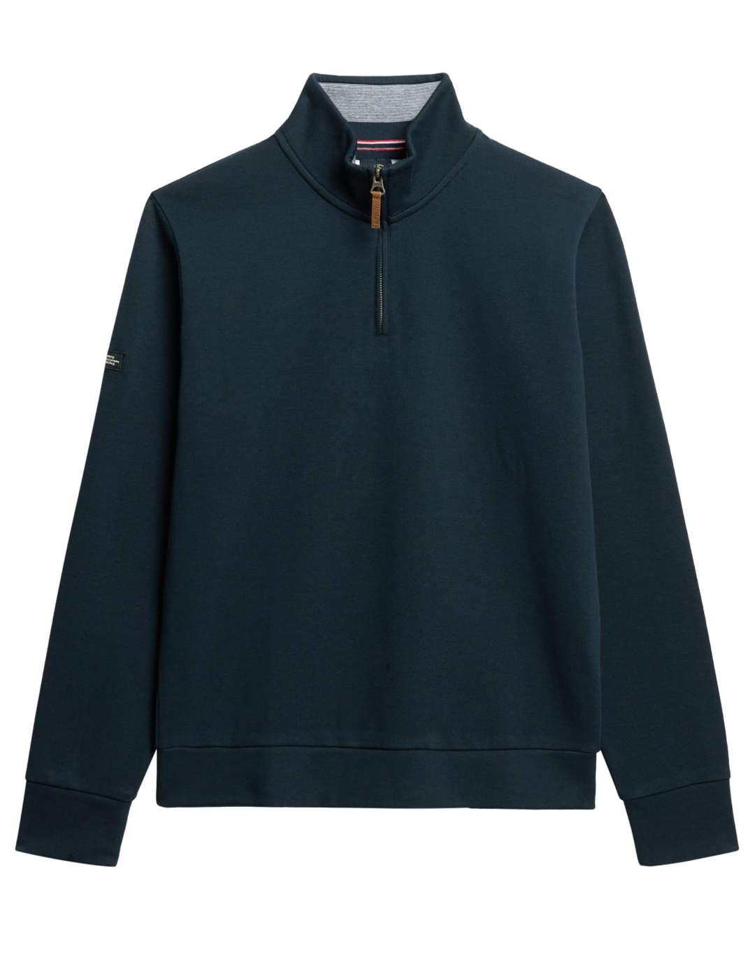 Sudadera Superdry de piqué  con cuello Zip marino de hombre