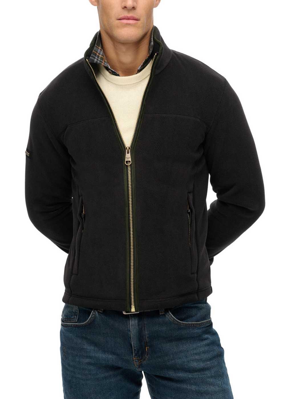 Forro Superdry polar cremallera negro para hombre