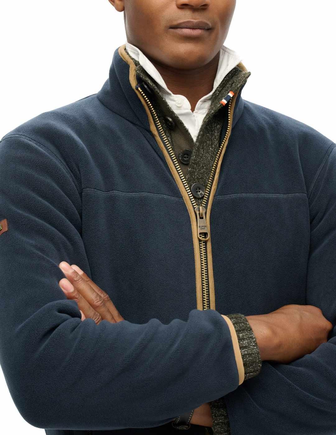 Forro Superdry polar cremallera azul marino para hombre