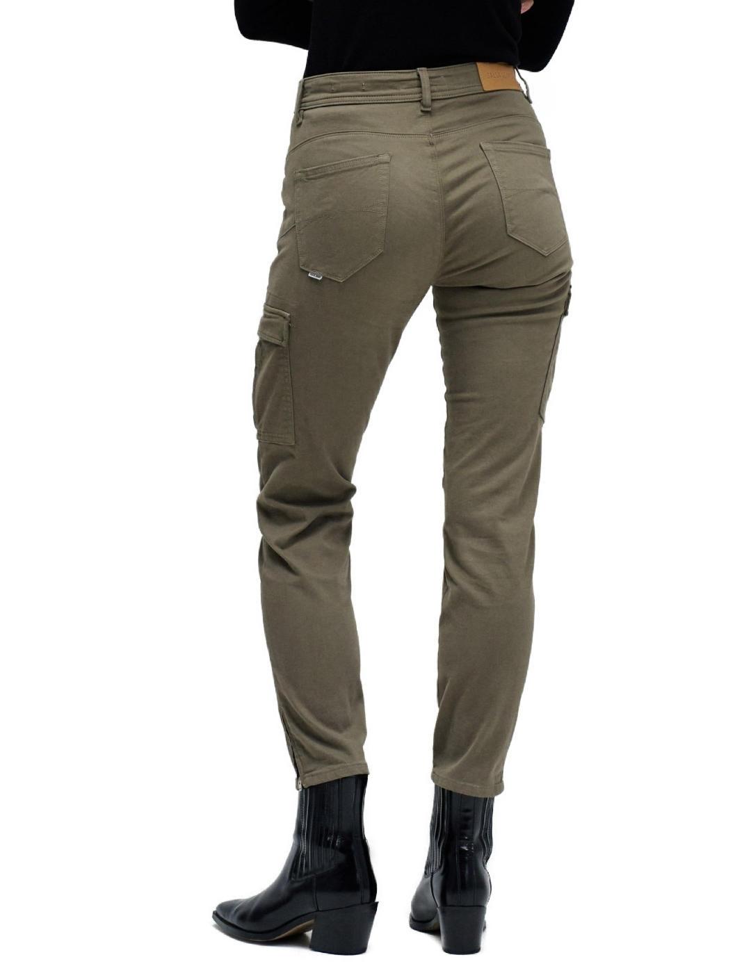 Pantalón Salsa Faith cropped tiro alto cargo verde mujer