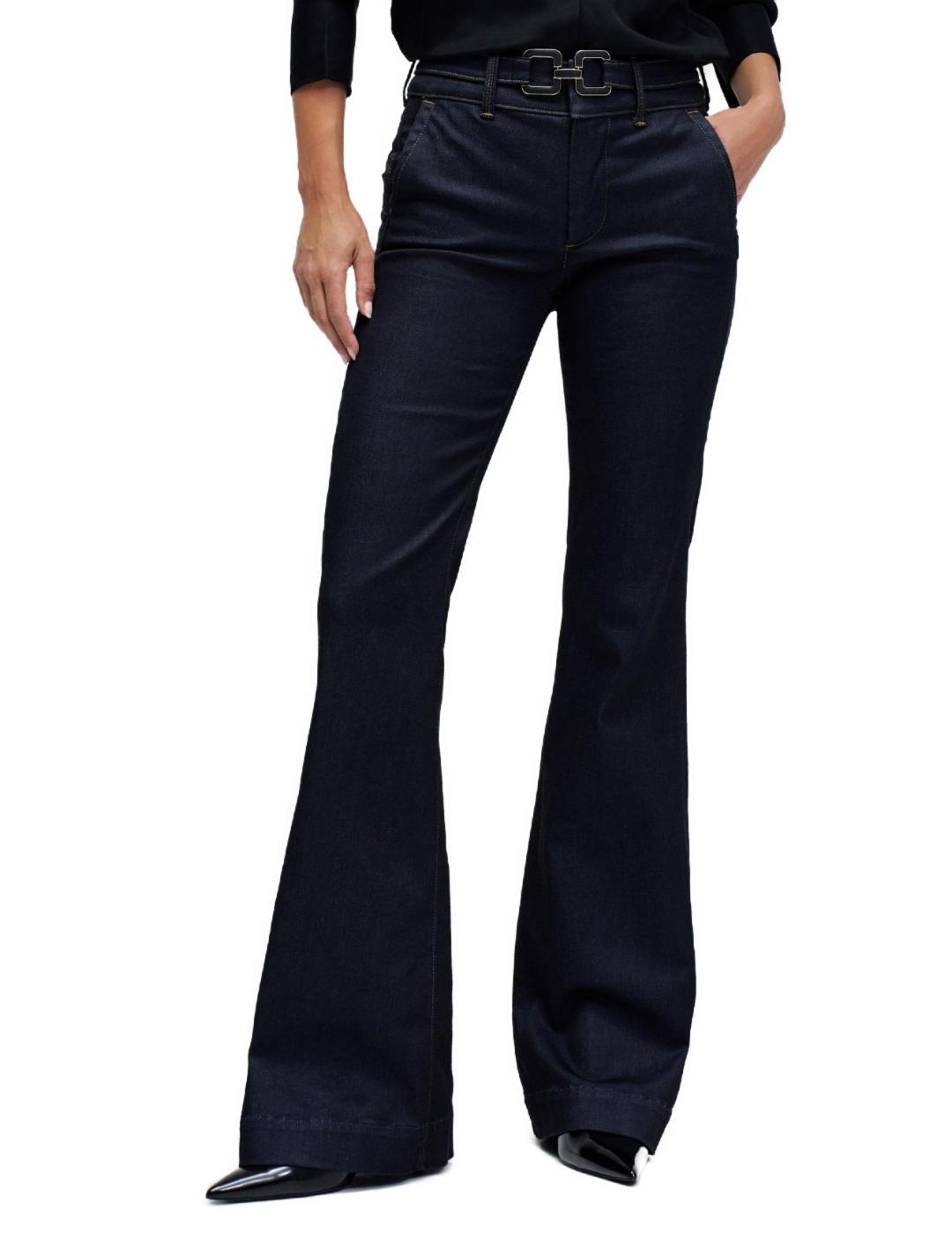 Vaquero Salsa Secret flare azul oscuro con cinturón de mujer