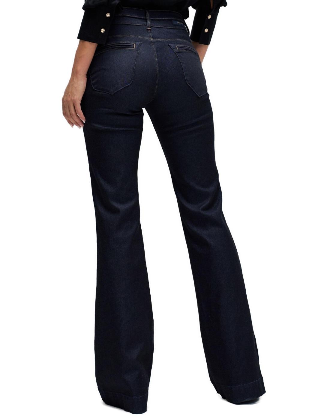 Vaquero Salsa Secret flare azul oscuro con cinturón de mujer