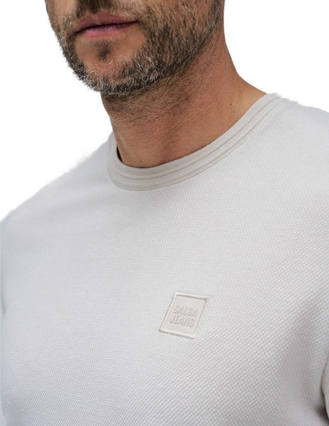 Camiseta Salsa mini logo beige manga corta para hombre