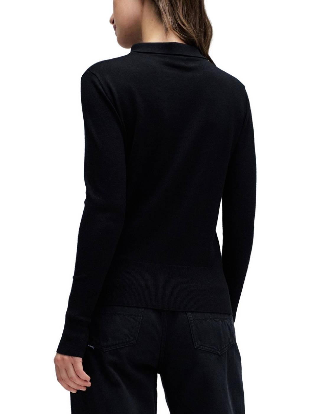 Jersey Salsa negro detalle lazo con perlas para mujer