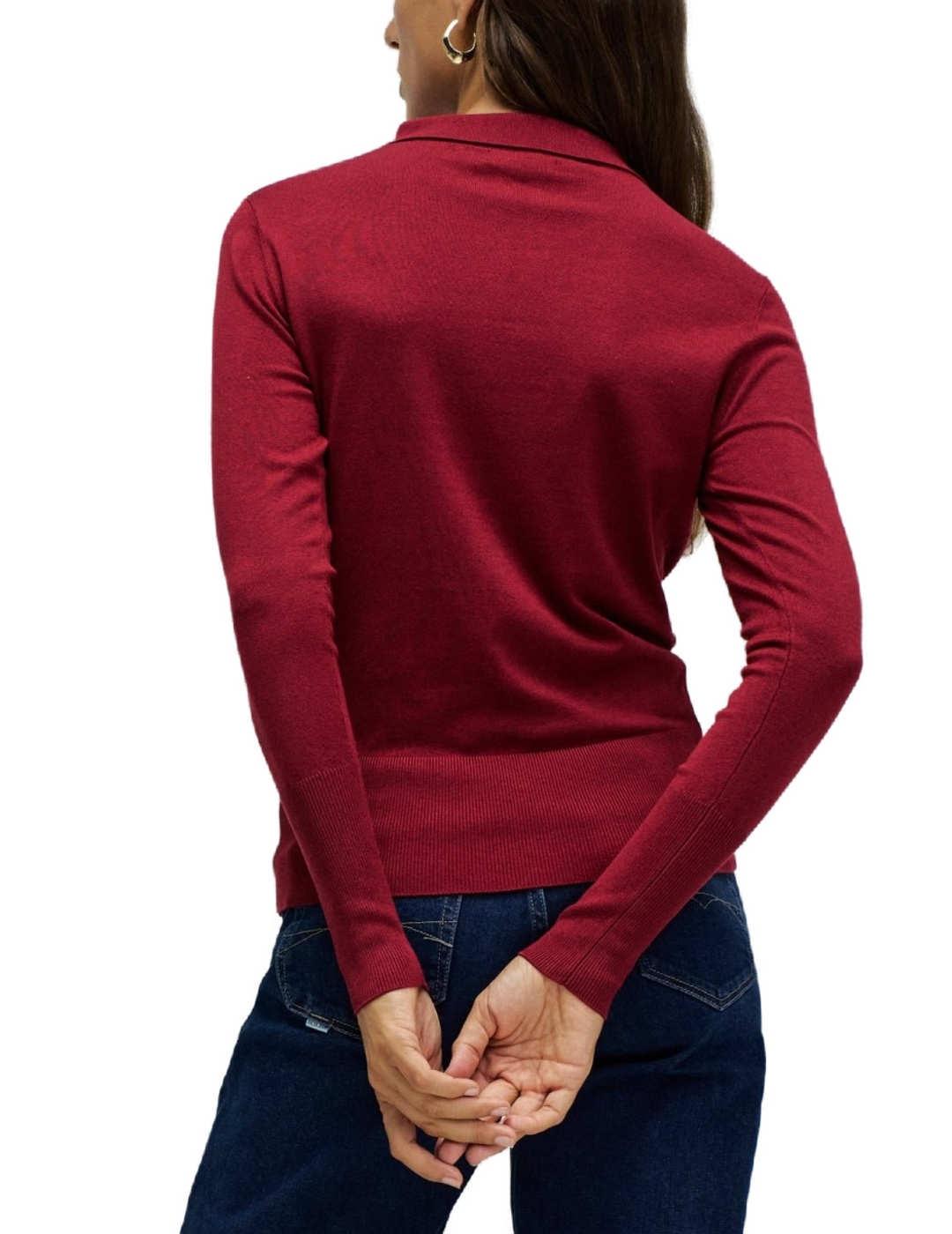 Jersey Salsa rojo detalle lazo con perlas de mujer