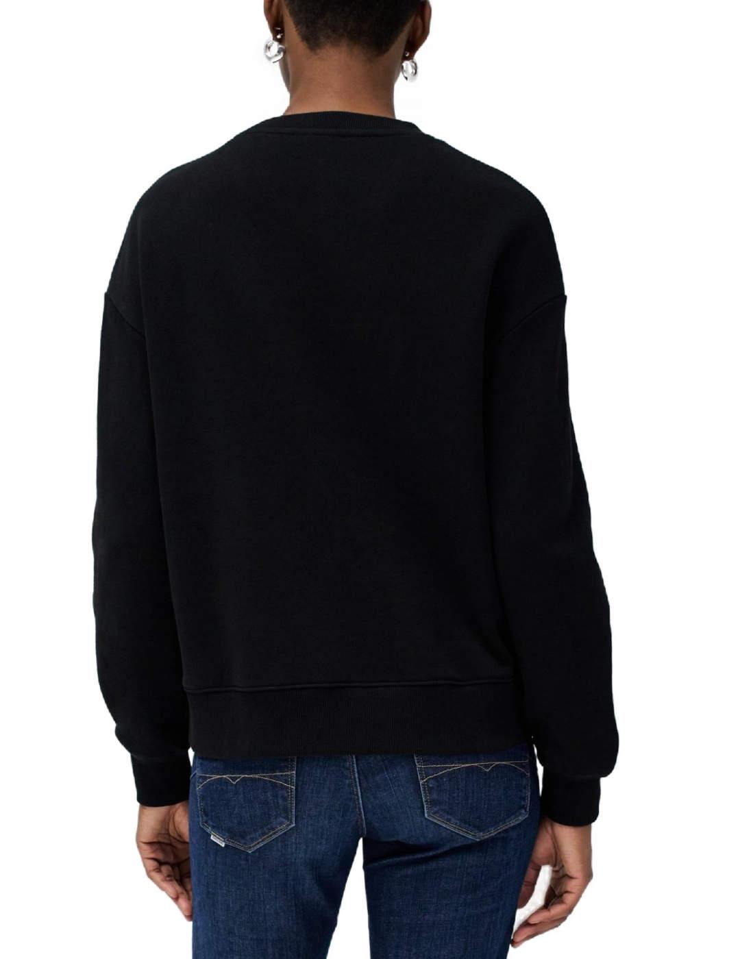 Sudadera Salsa negra con branding dorado manga larga mujer