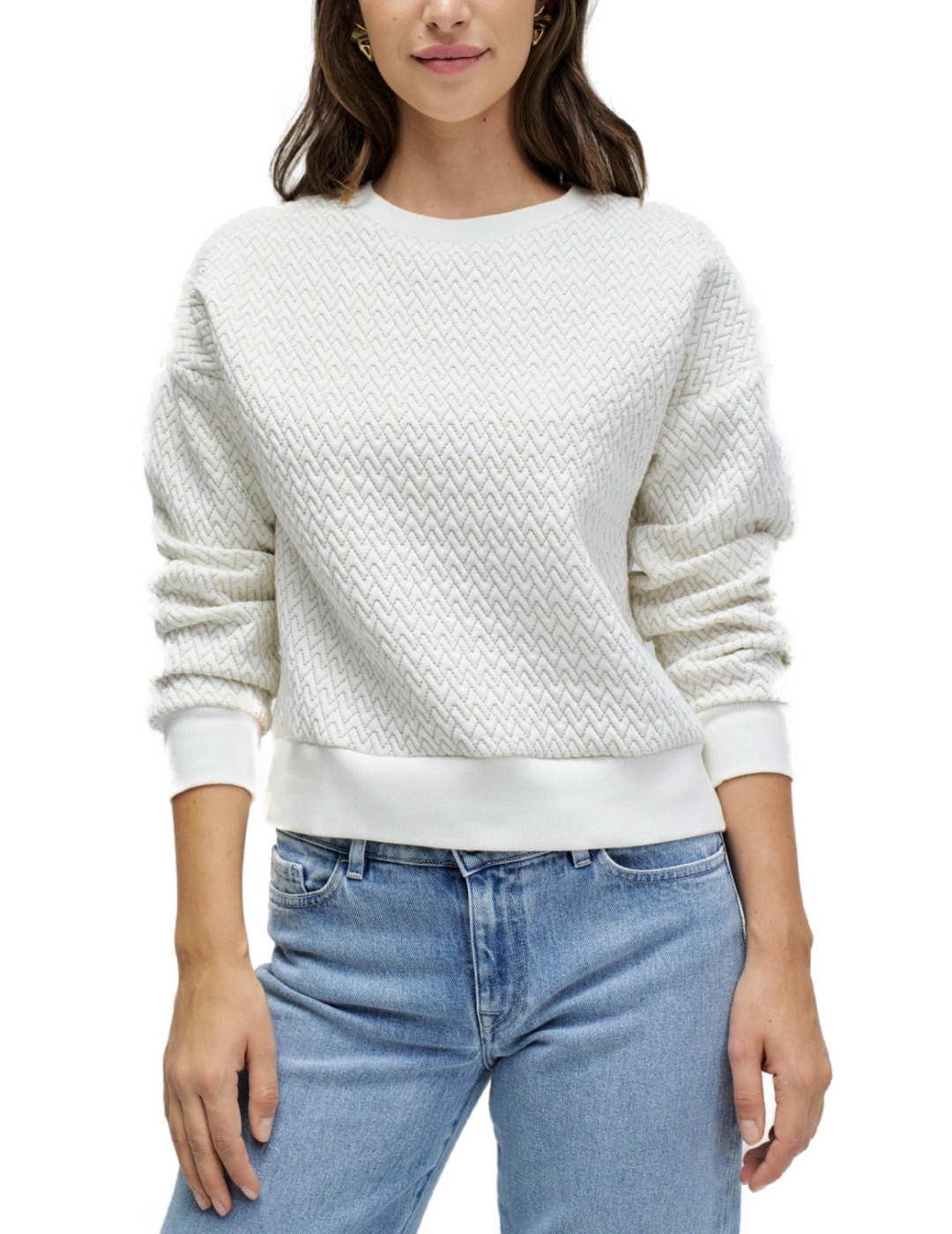 Sudadera Salsa blanca detalles dorados para mujer