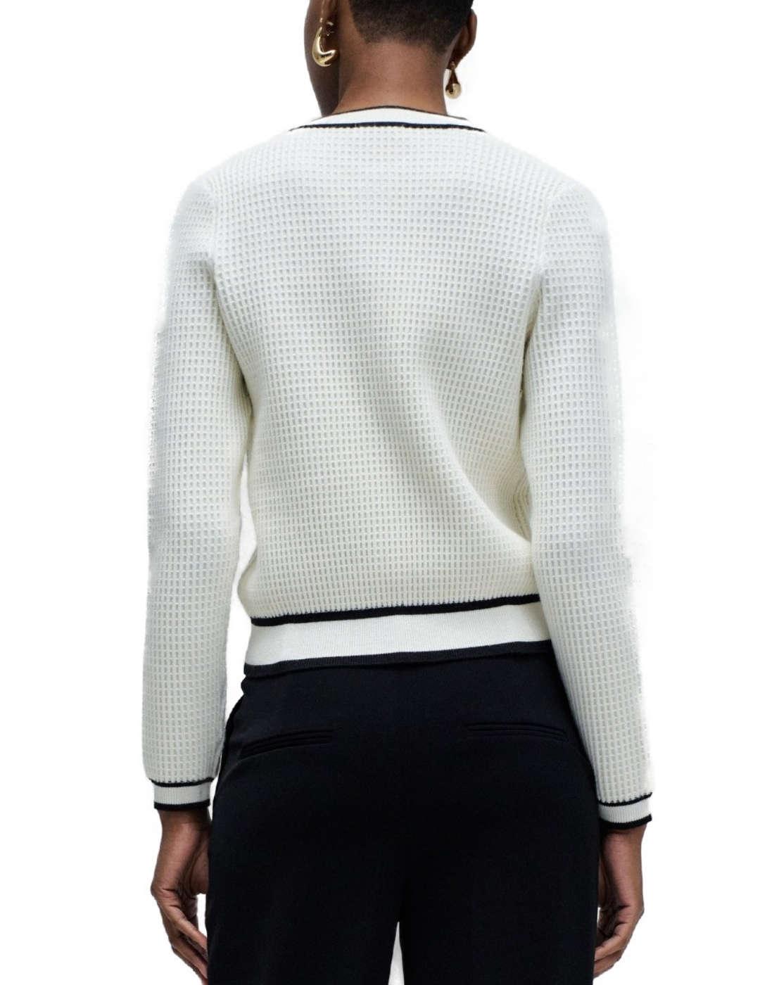 Chaqueta Salsa blanca punto botones dorados para mujer