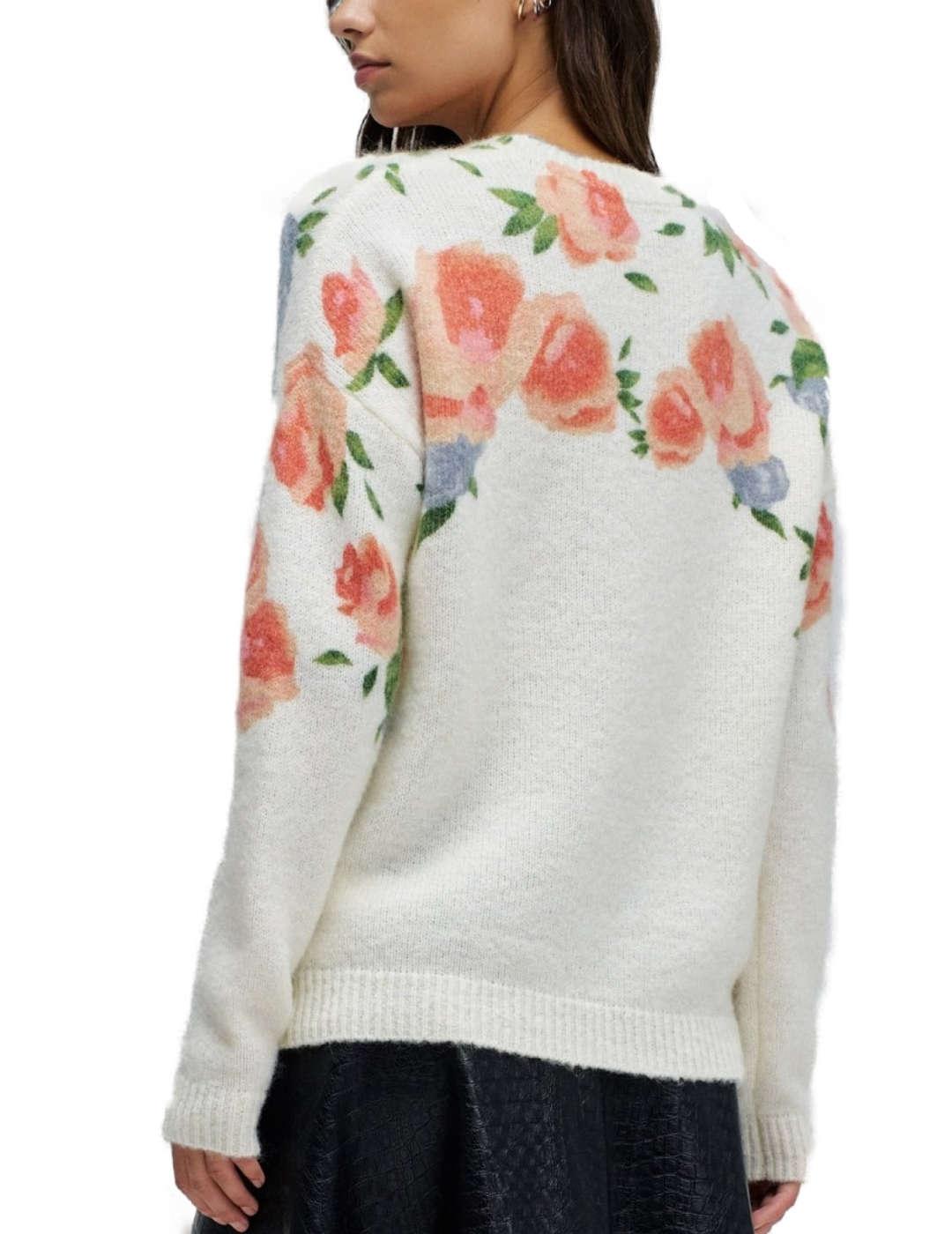 Jersey Salsa crudo con flores manga larga para mujer