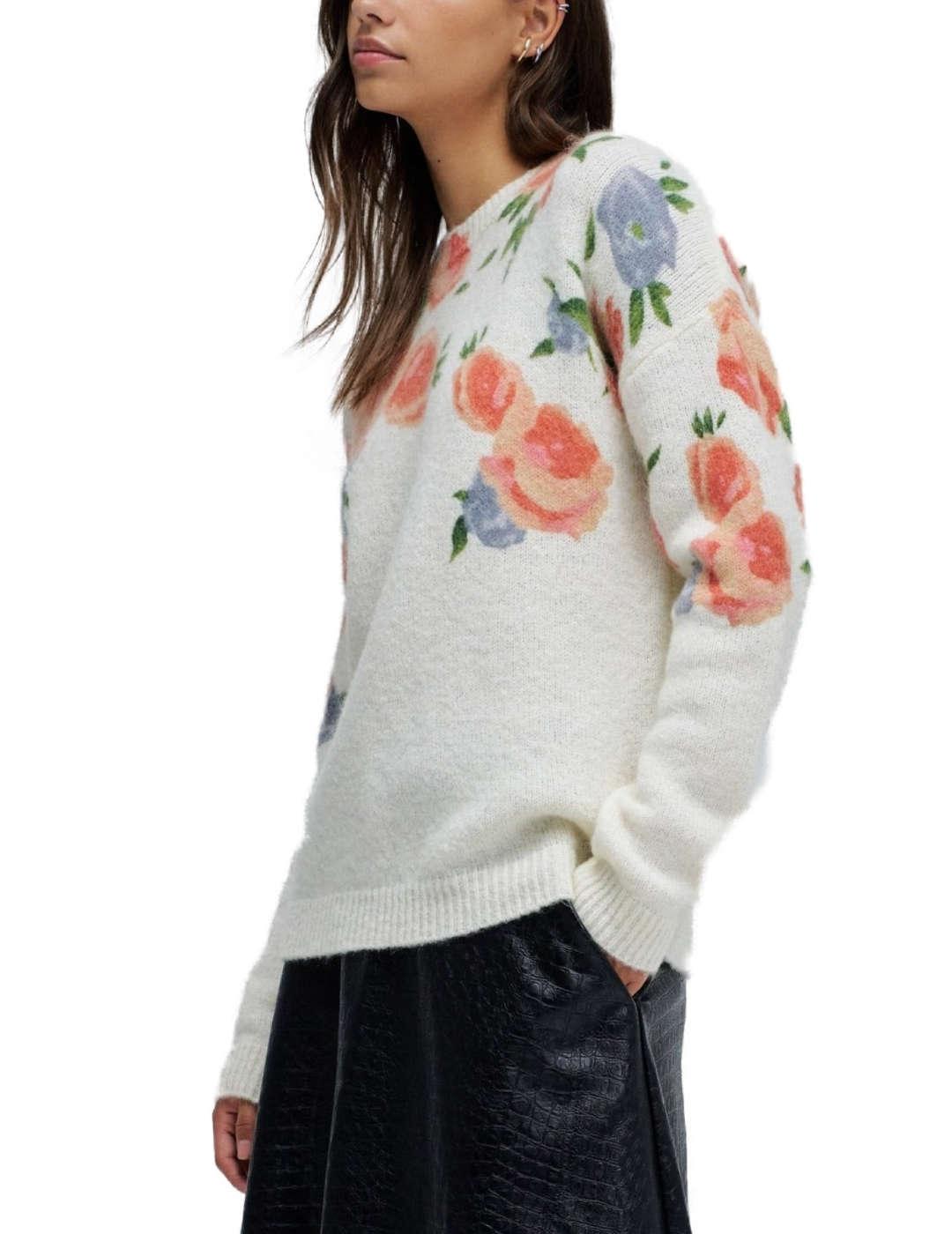 Jersey Salsa crudo con flores manga larga para mujer