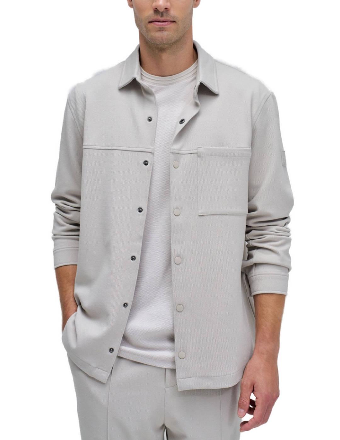 Camisa Salsa con botones a presión beige de hombre
