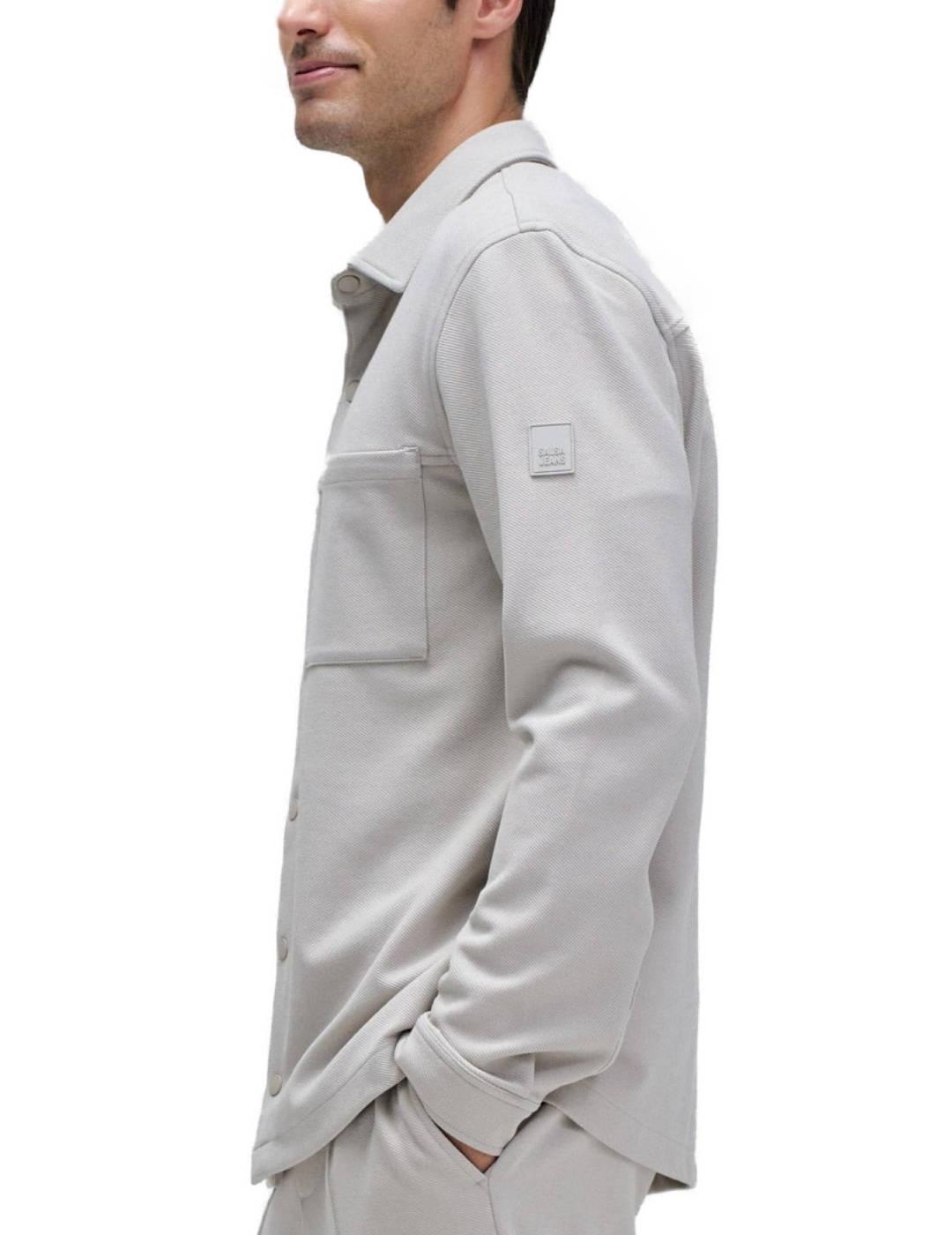 Camisa Salsa con botones a presión beige de hombre