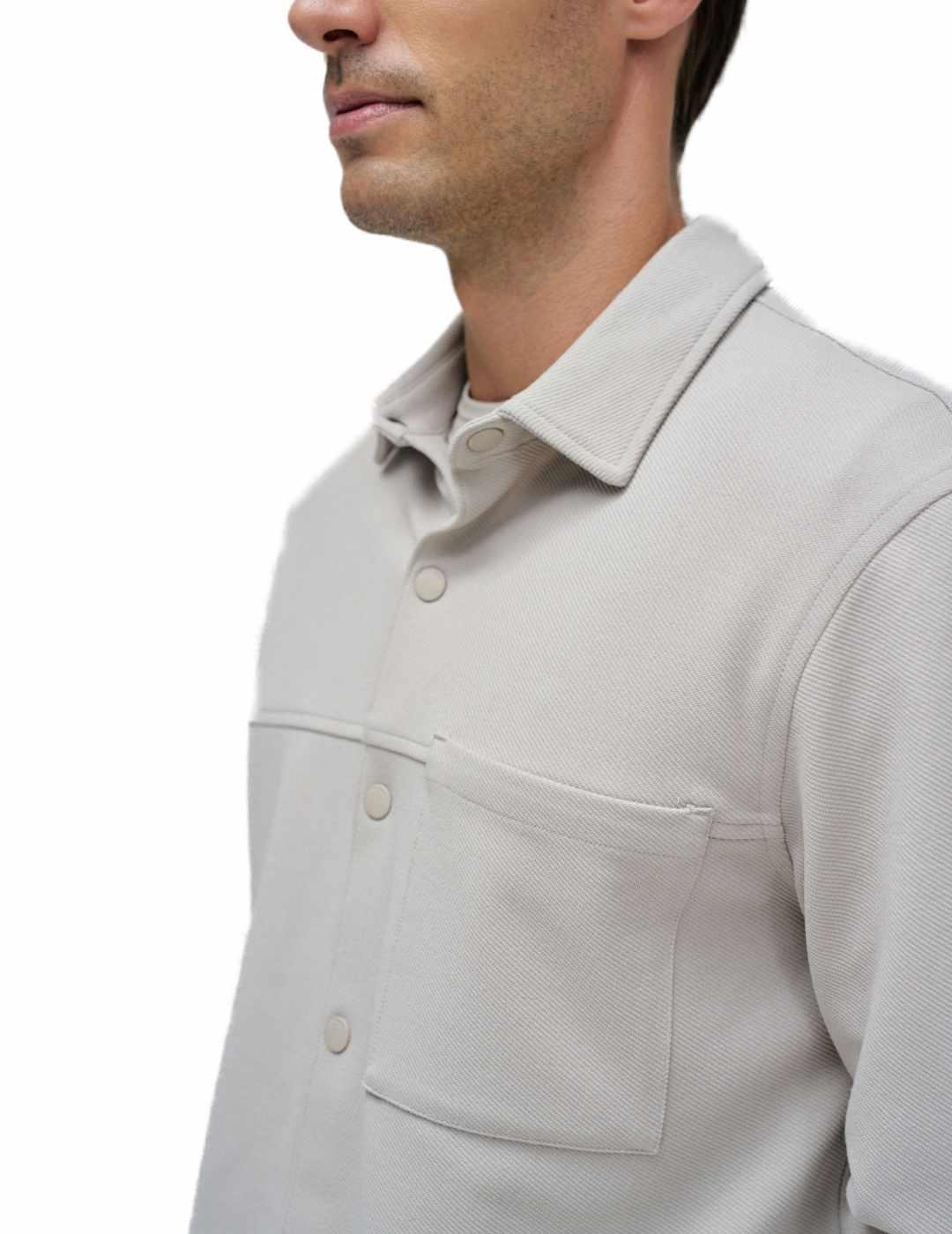 Camisa Salsa con botones a presión beige de hombre