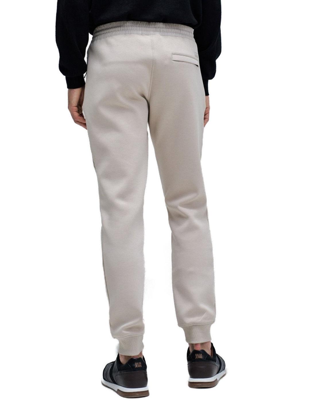 Pantalón Salsa Jogger slim beige con puño para hombre