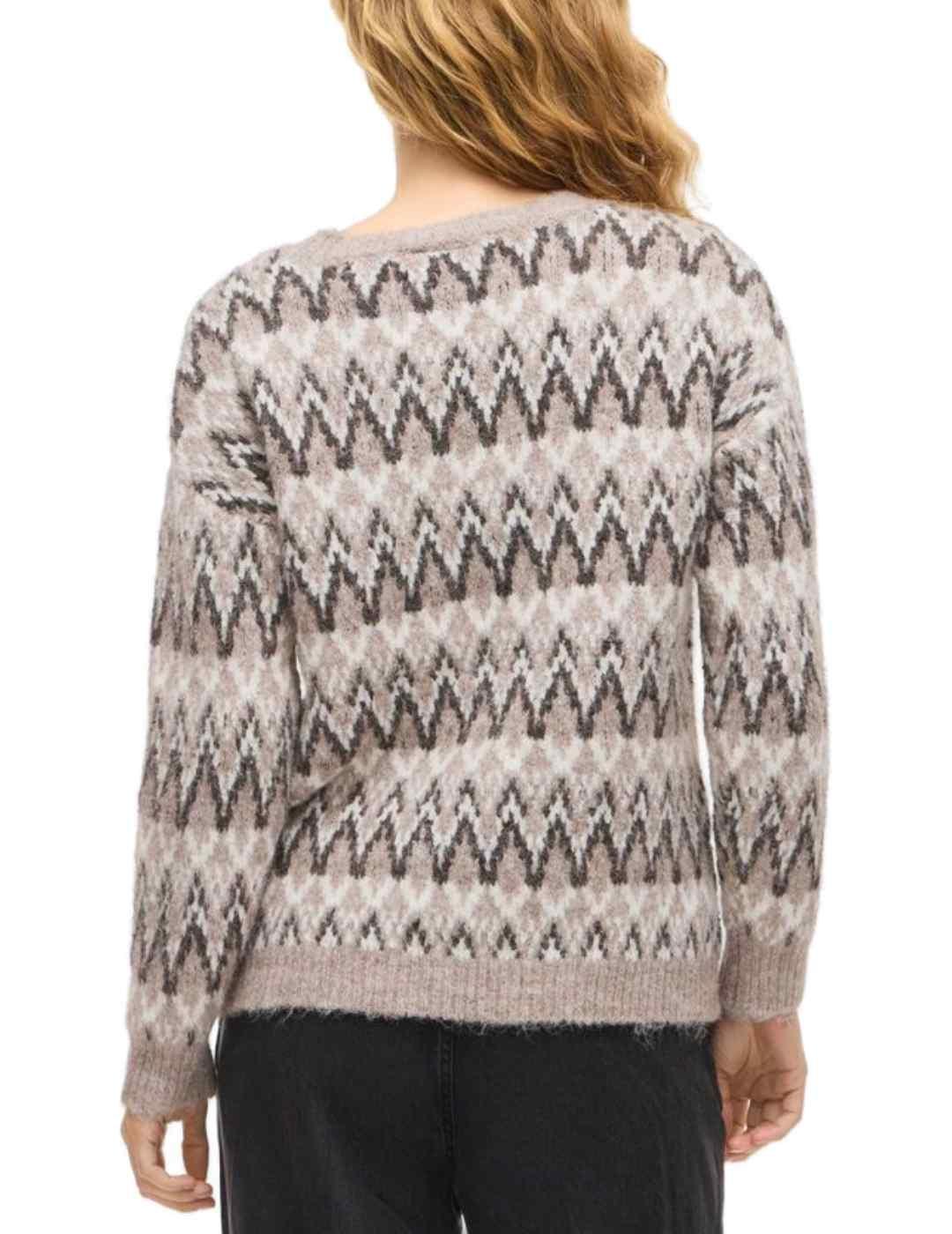 Jersey Vila Margi jacquard beige estampado para mujer