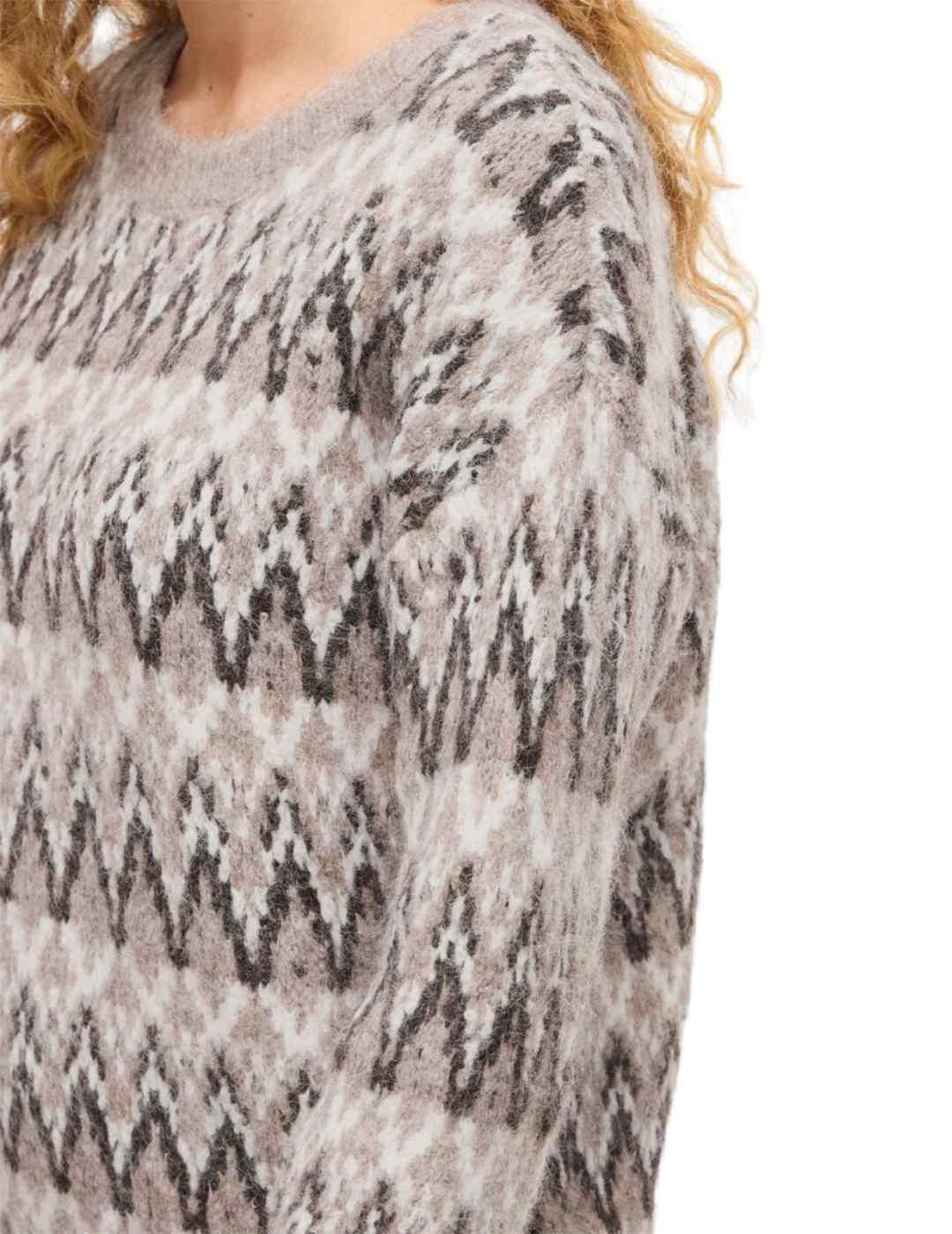 Jersey Vila Margi jacquard beige estampado para mujer