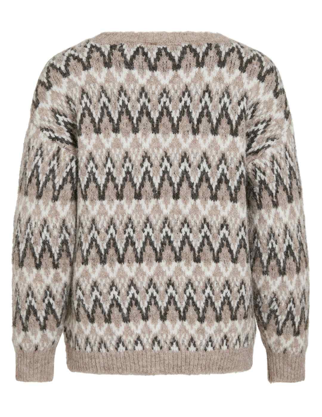 Jersey Vila Margi jacquard beige estampado para mujer