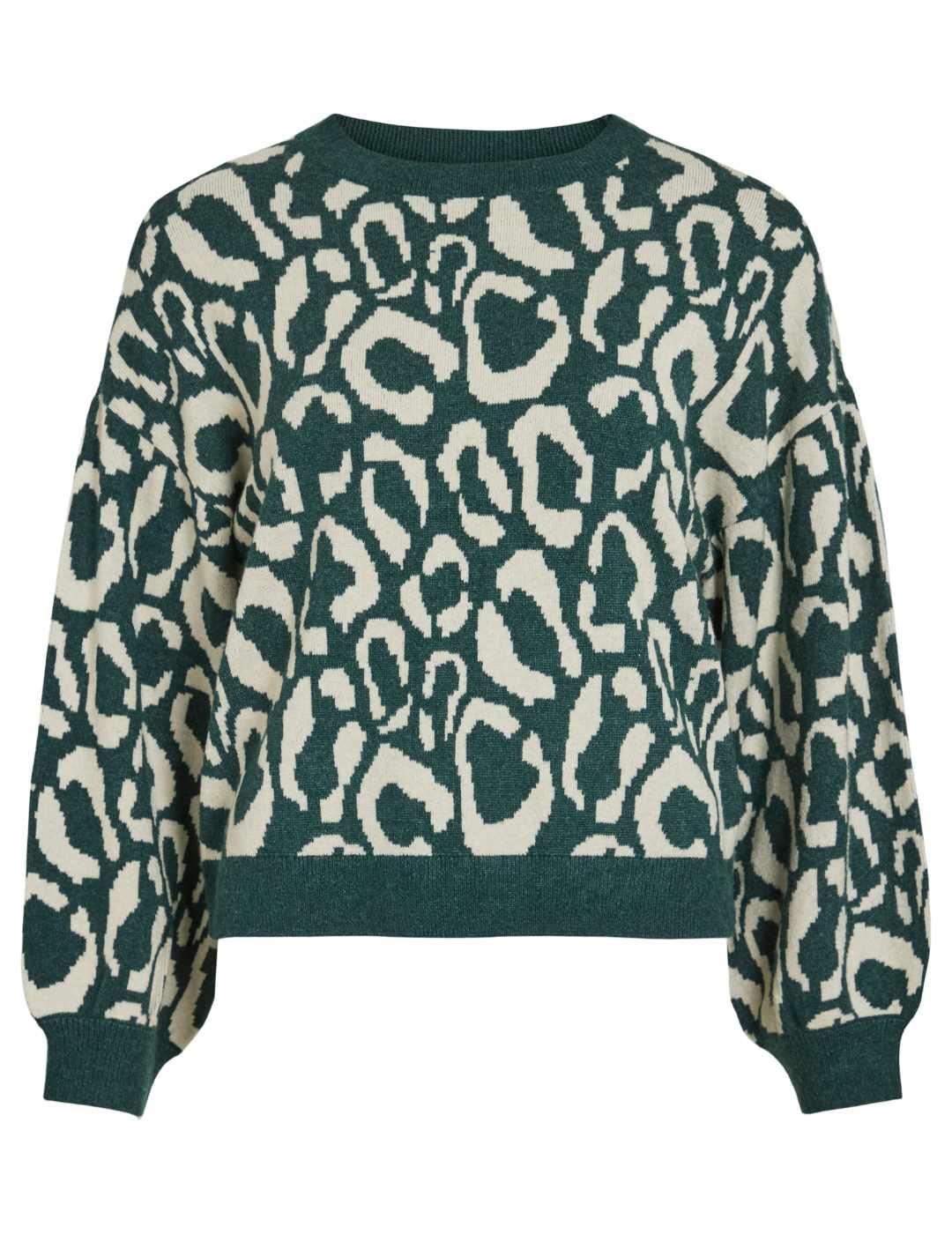Jersey Vila Tip animal print leopardo verde para mujer