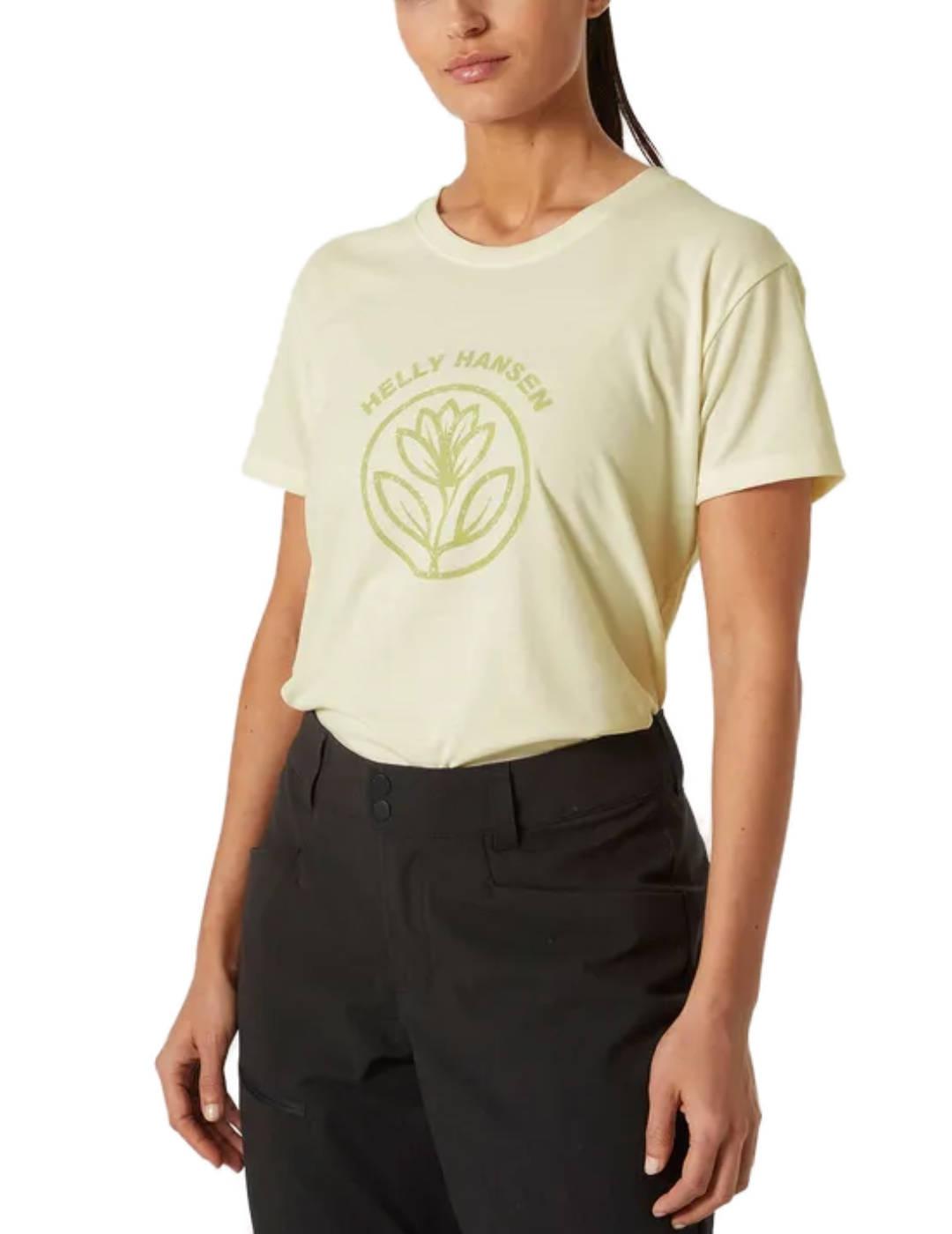 Camiseta Helly Hansen Skog amarillo manga corta para mujer