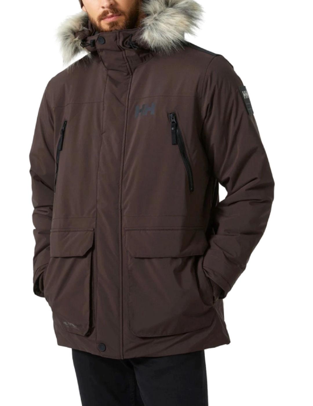 Parka Helly Hansen Reine marrón con capucha para hombre
