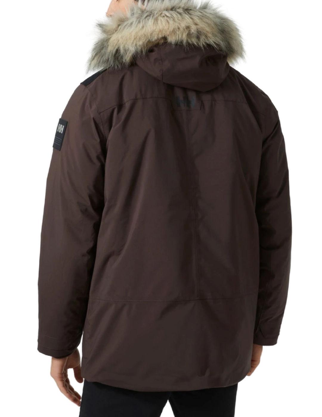 Parka Helly Hansen Reine marrón con capucha para hombre