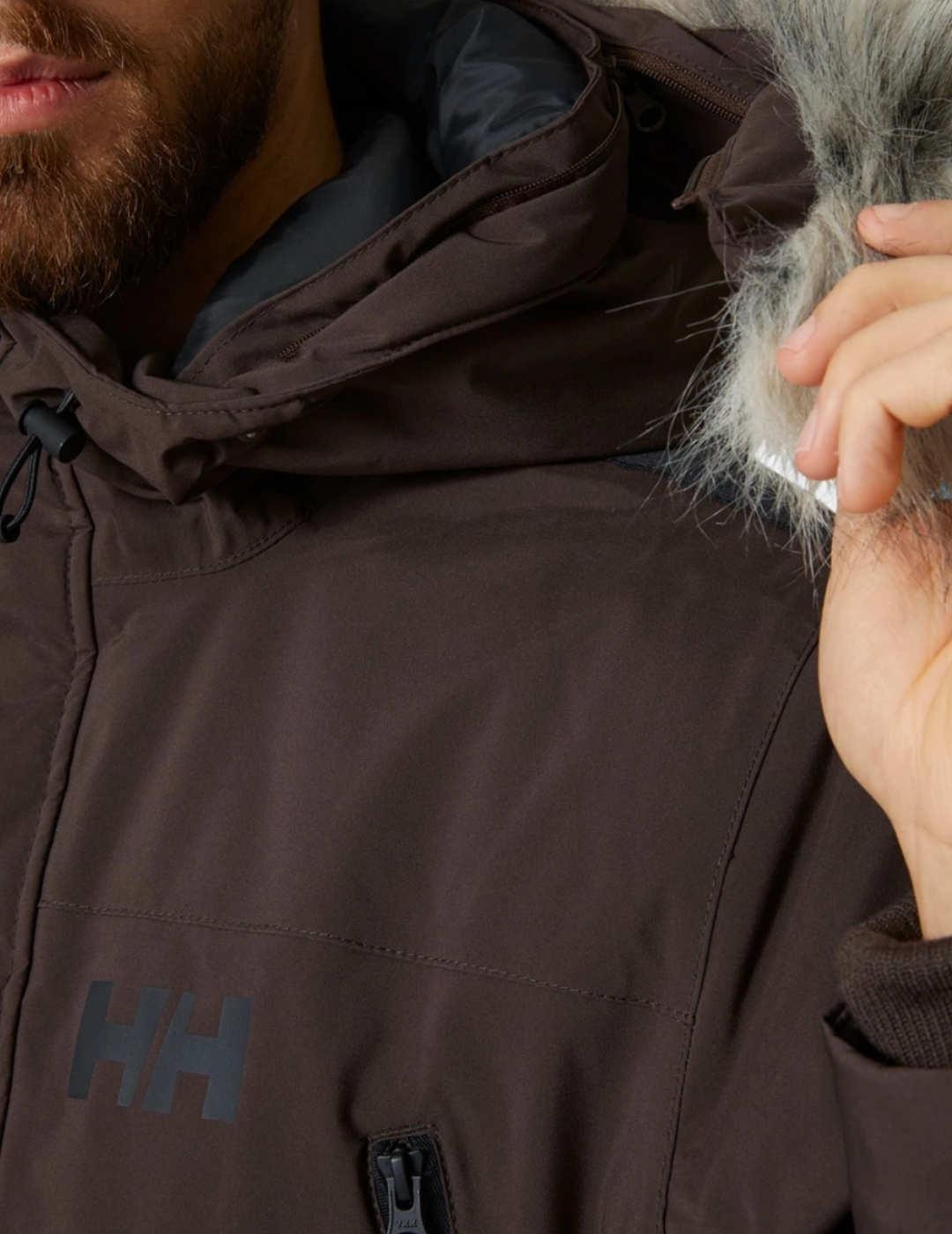 Parka Helly Hansen Reine marrón con capucha para hombre