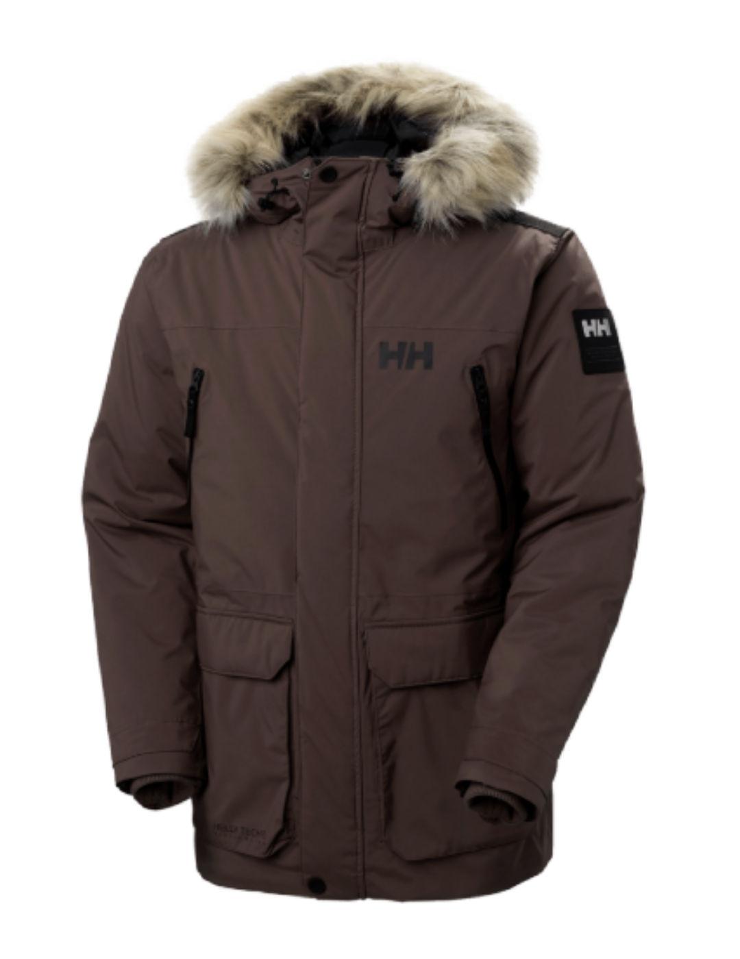 Parka Helly Hansen Reine marrón con capucha para hombre
