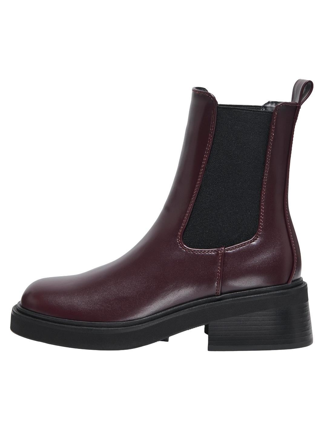 Bota Only Butter granate suela gruesa tacón ancho para mujer