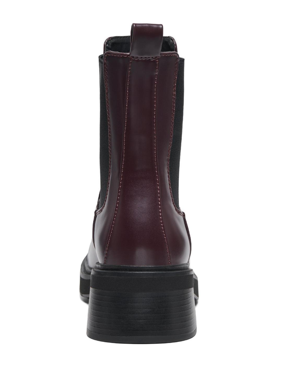 Bota Only Butter granate suela gruesa tacón ancho para mujer