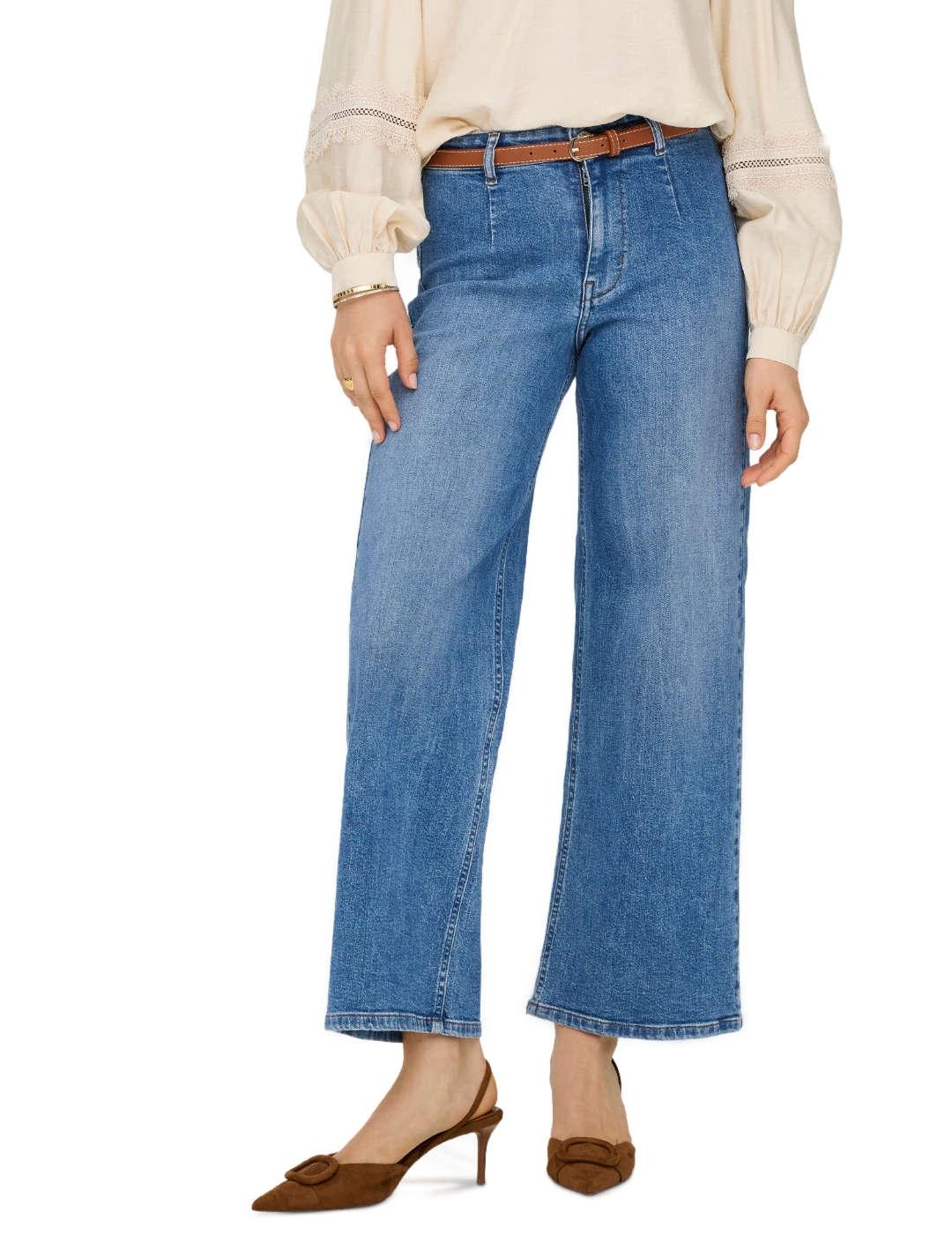 Pantalón vaquero Only Madison azul medio wide leg para mujer