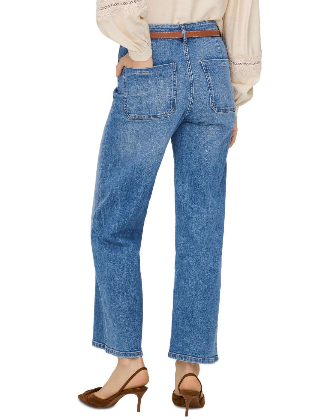 Pantalón vaquero Only Madison azul medio wide leg para mujer