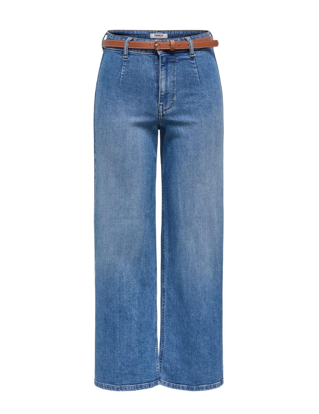 Pantalón vaquero Only Madison azul medio wide leg para mujer