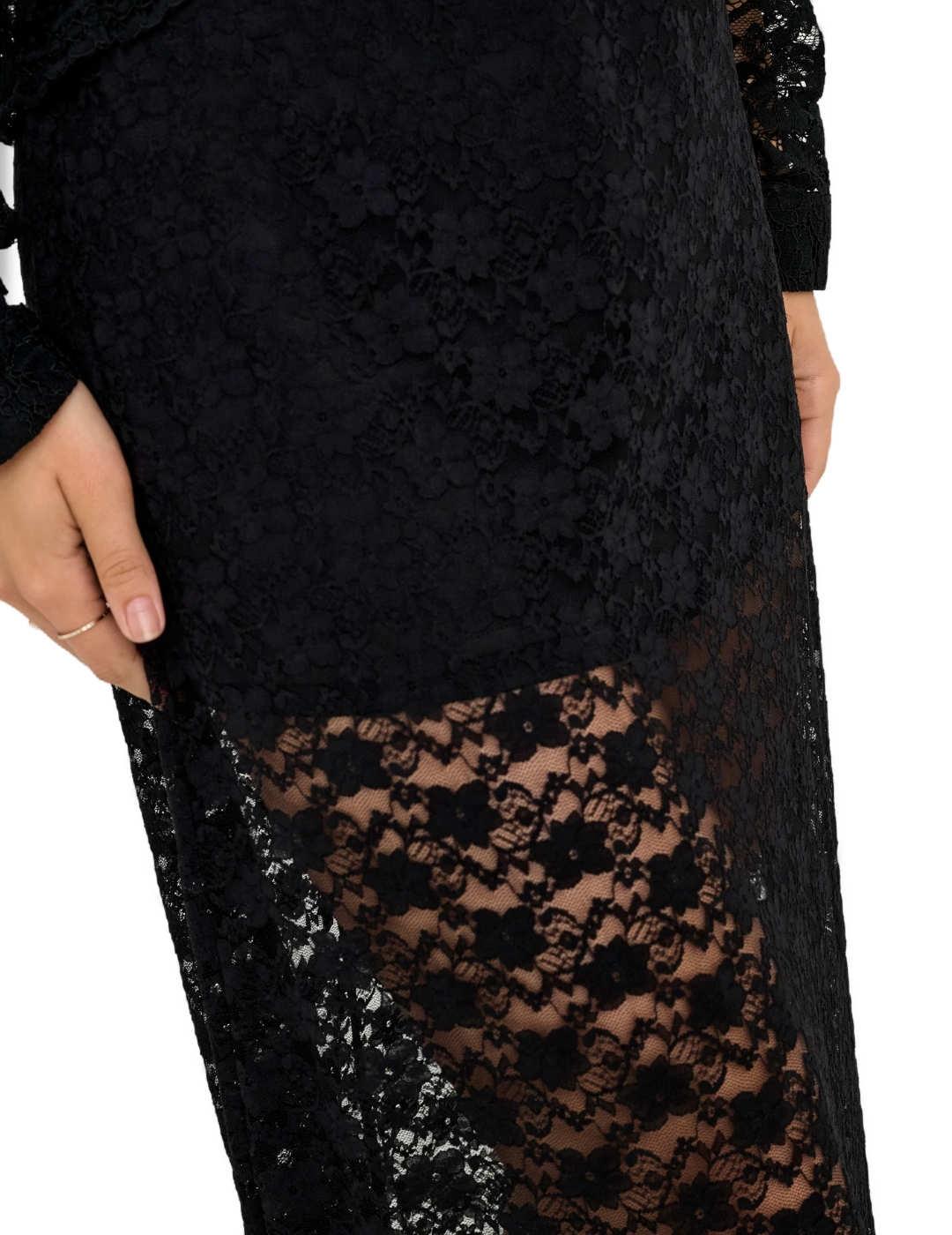 Falda Only Chigo negra encaje y transparencias larga mujer