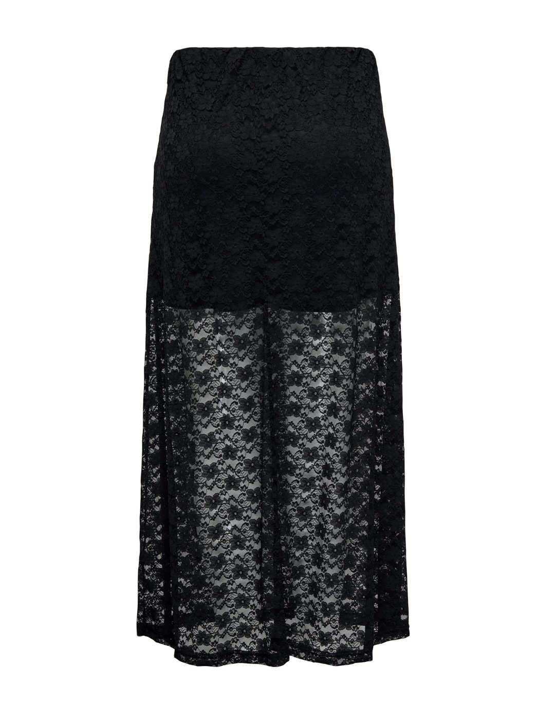 Falda Only Chigo negra encaje y transparencias larga mujer