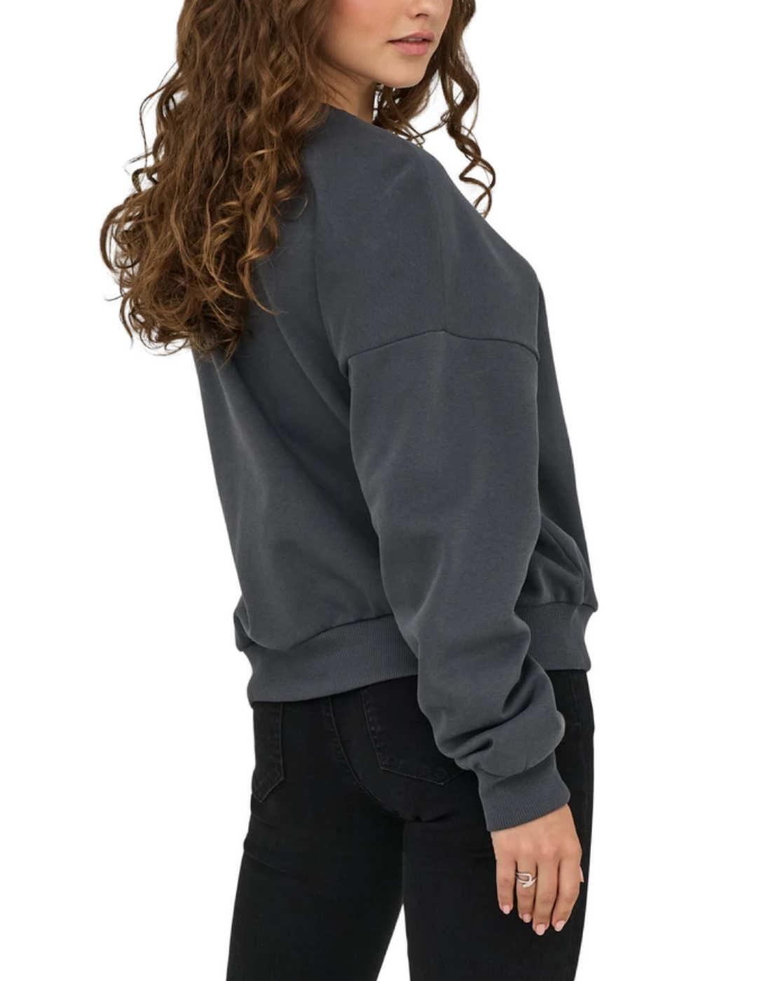 Sudadera Only Tammie gris oscuro cuello redondo para mujer