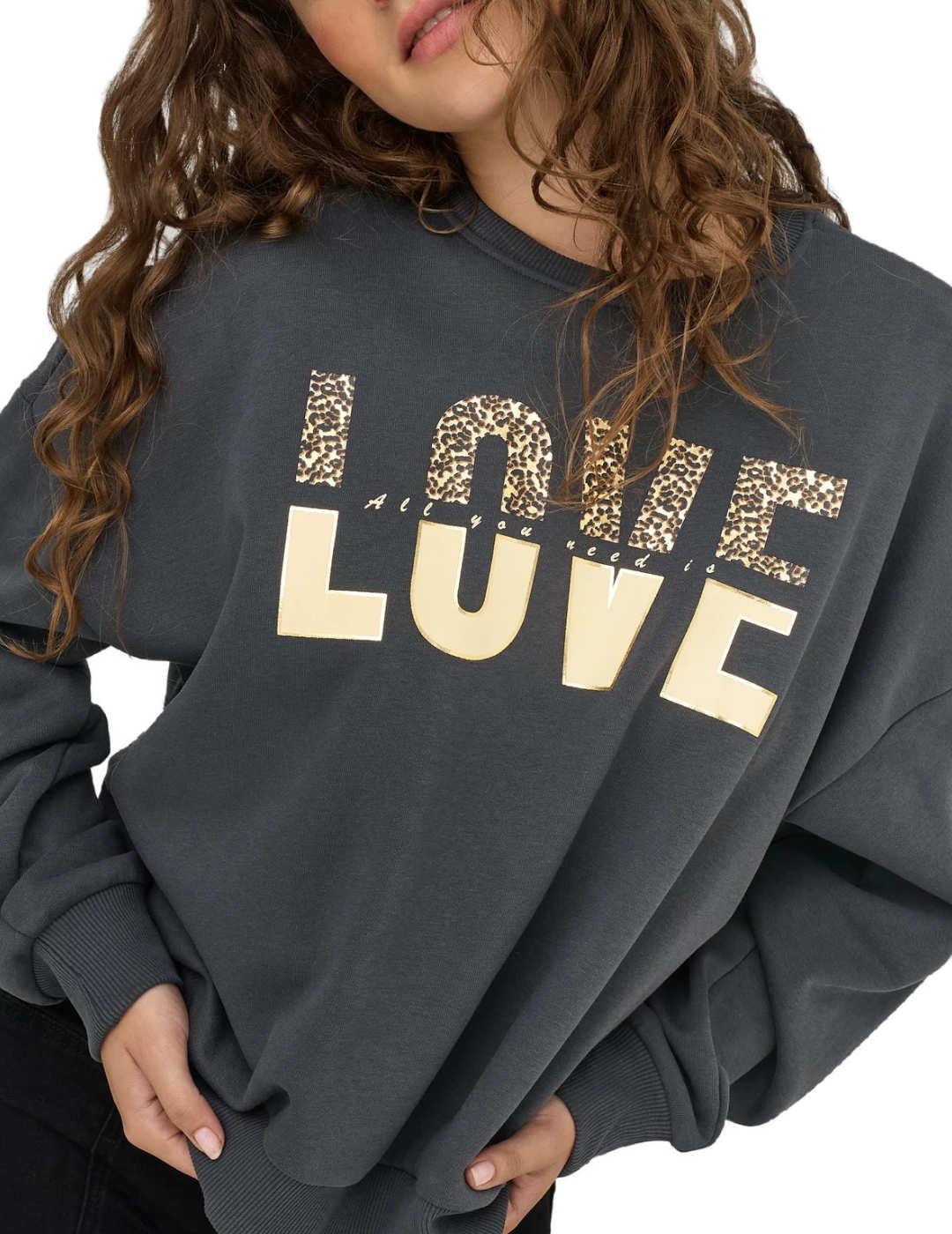 Sudadera Only Tammie gris oscuro cuello redondo para mujer