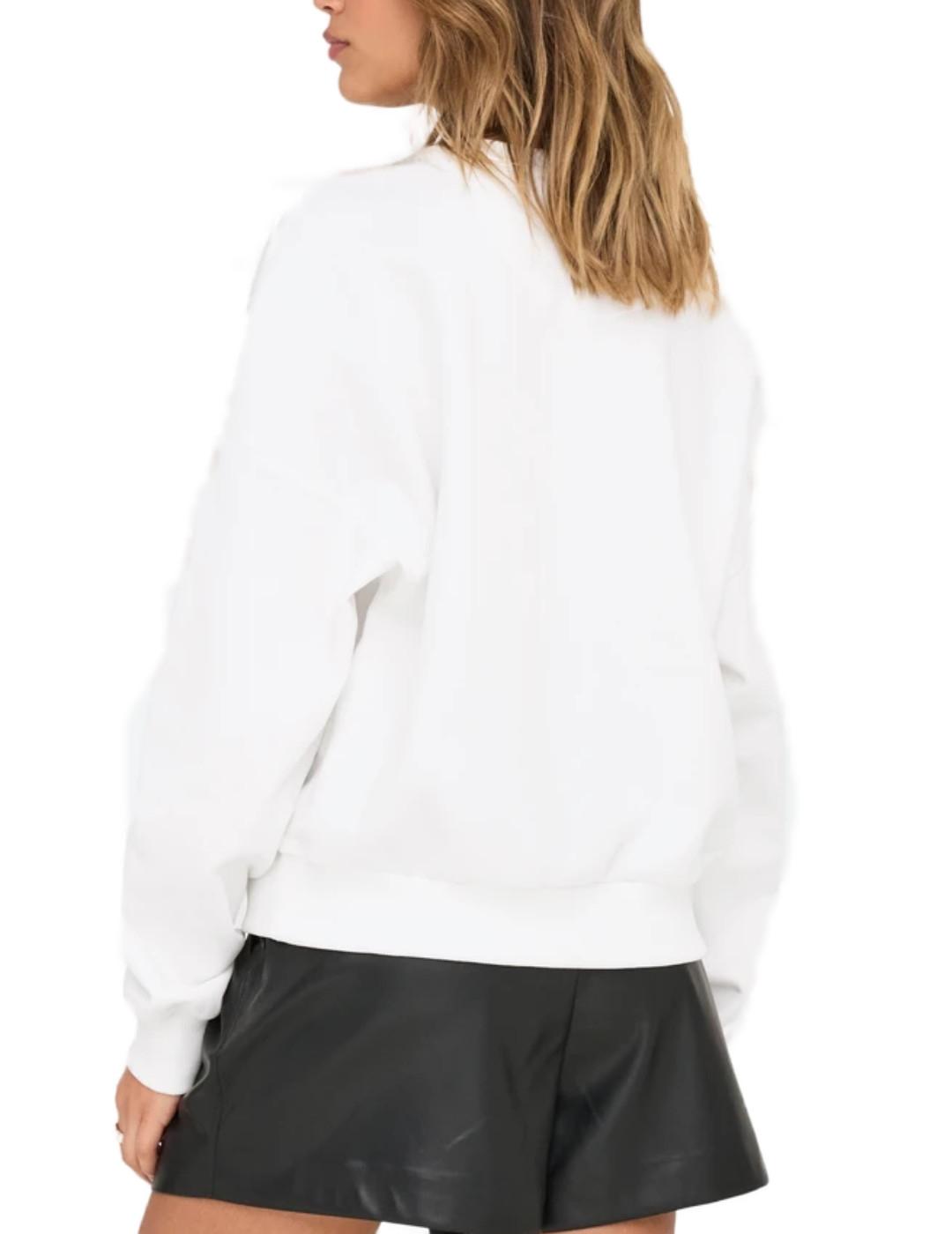 Sudadera Only Tammie blanco cuello redondo para mujer