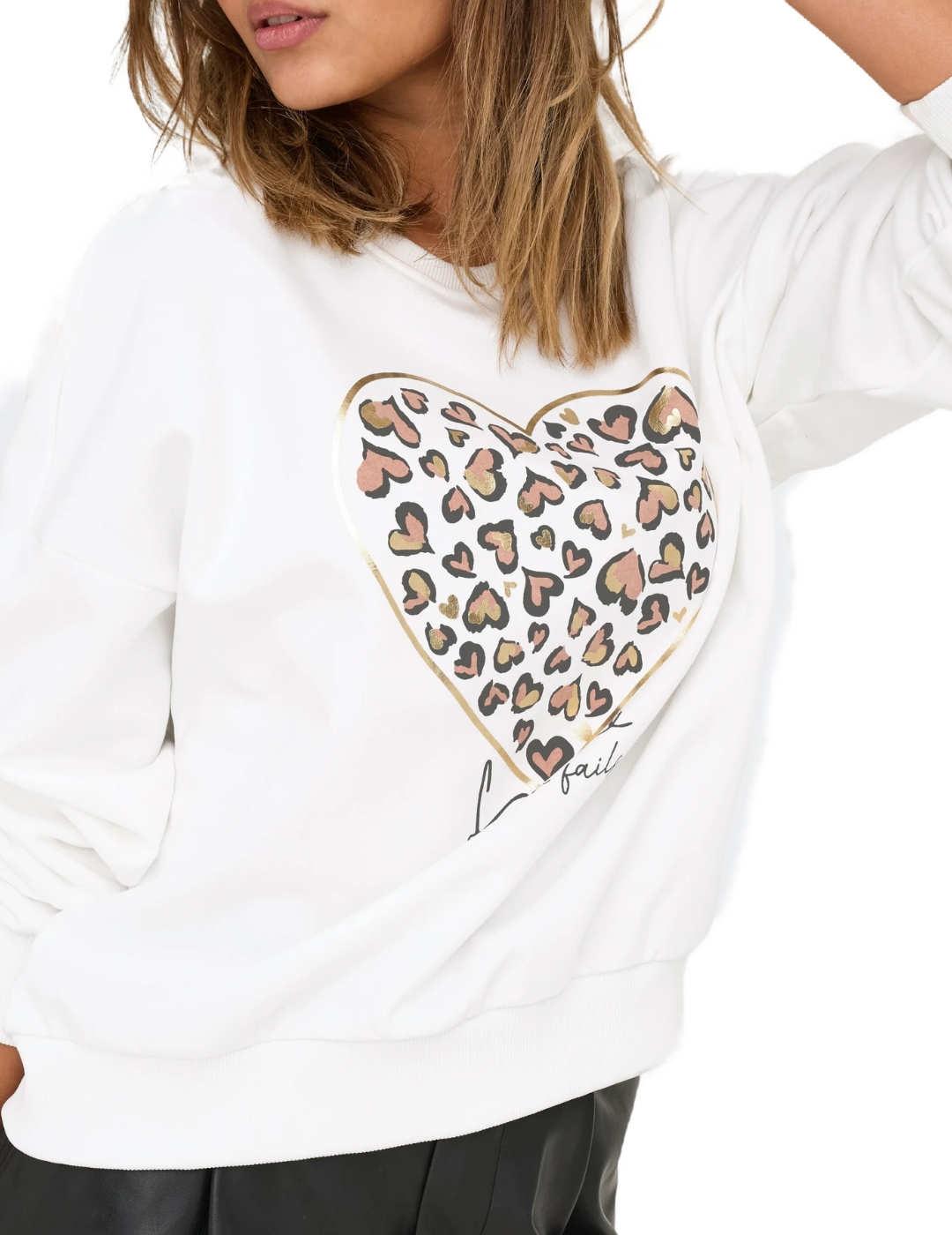 Sudadera Only Tammie blanco cuello redondo para mujer