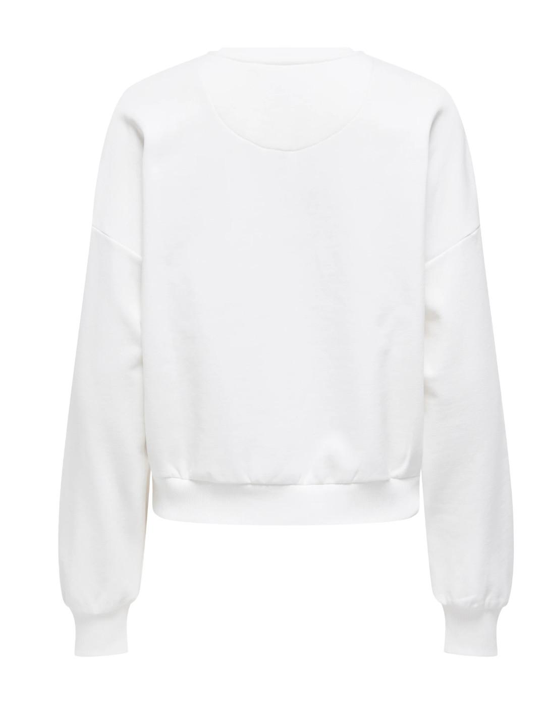 Sudadera Only Tammie blanco cuello redondo para mujer