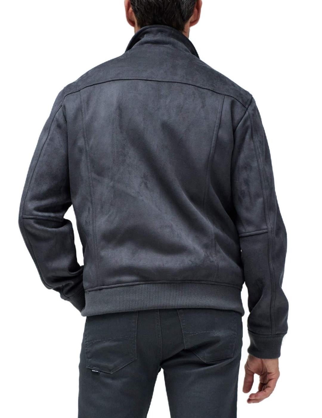 Chaqueta Salsa ante gris oscuro con bolsillos para hombre