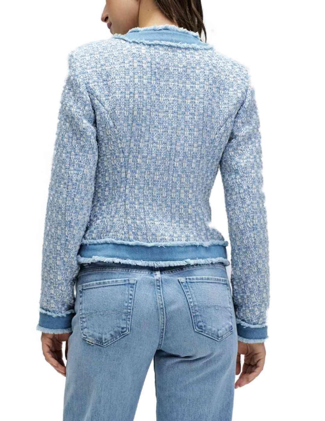 Chaqueta Salsa Tweed azul claro con lana para mujer