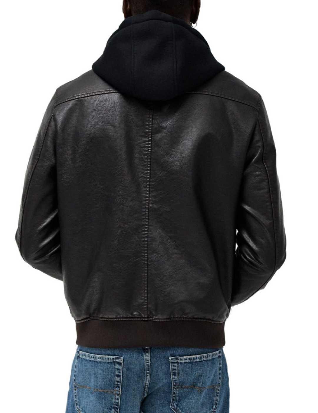 Chaqueta Salsa marrón polipiel con capucha para hombre