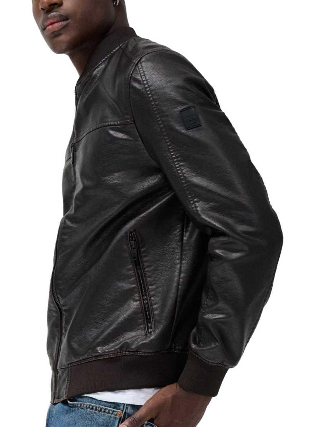 Chaqueta Salsa marrón polipiel con capucha para hombre