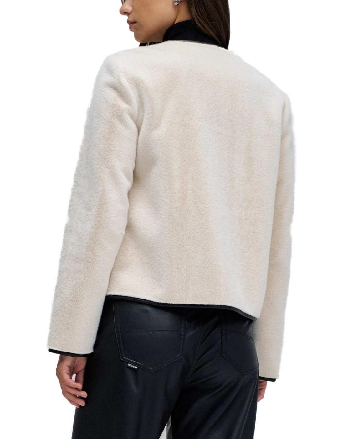 Chaqueta Salsa de pelo extremos en piel blanca pelo de mujer