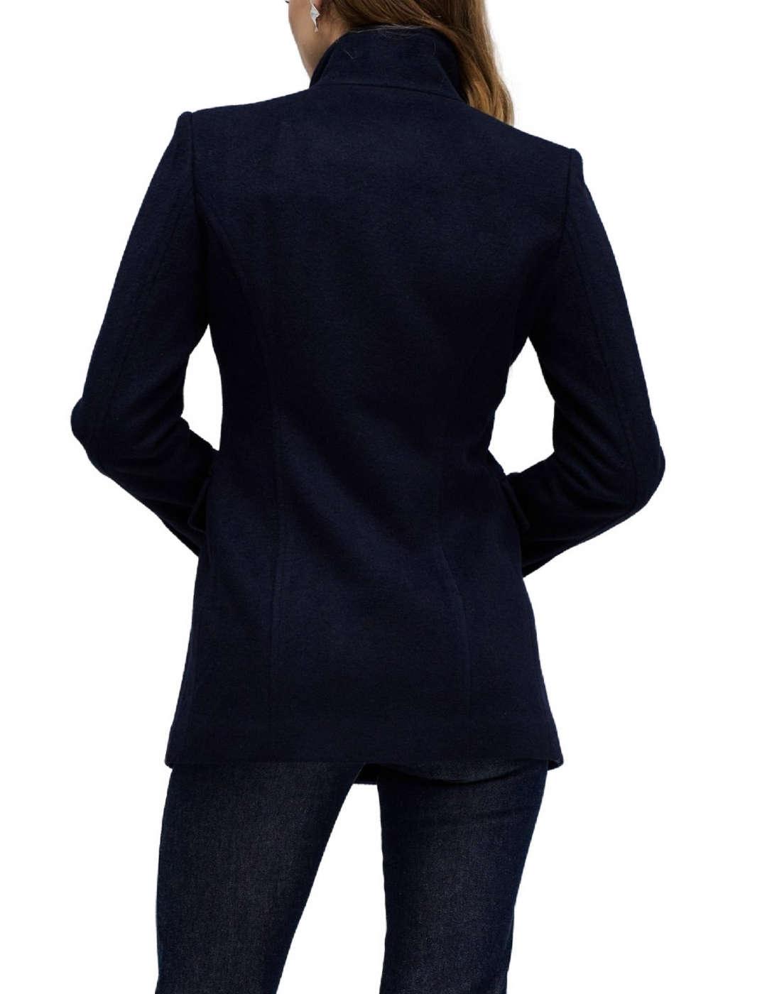 Abrigo Salsa con botones azul marino con lana para mujer