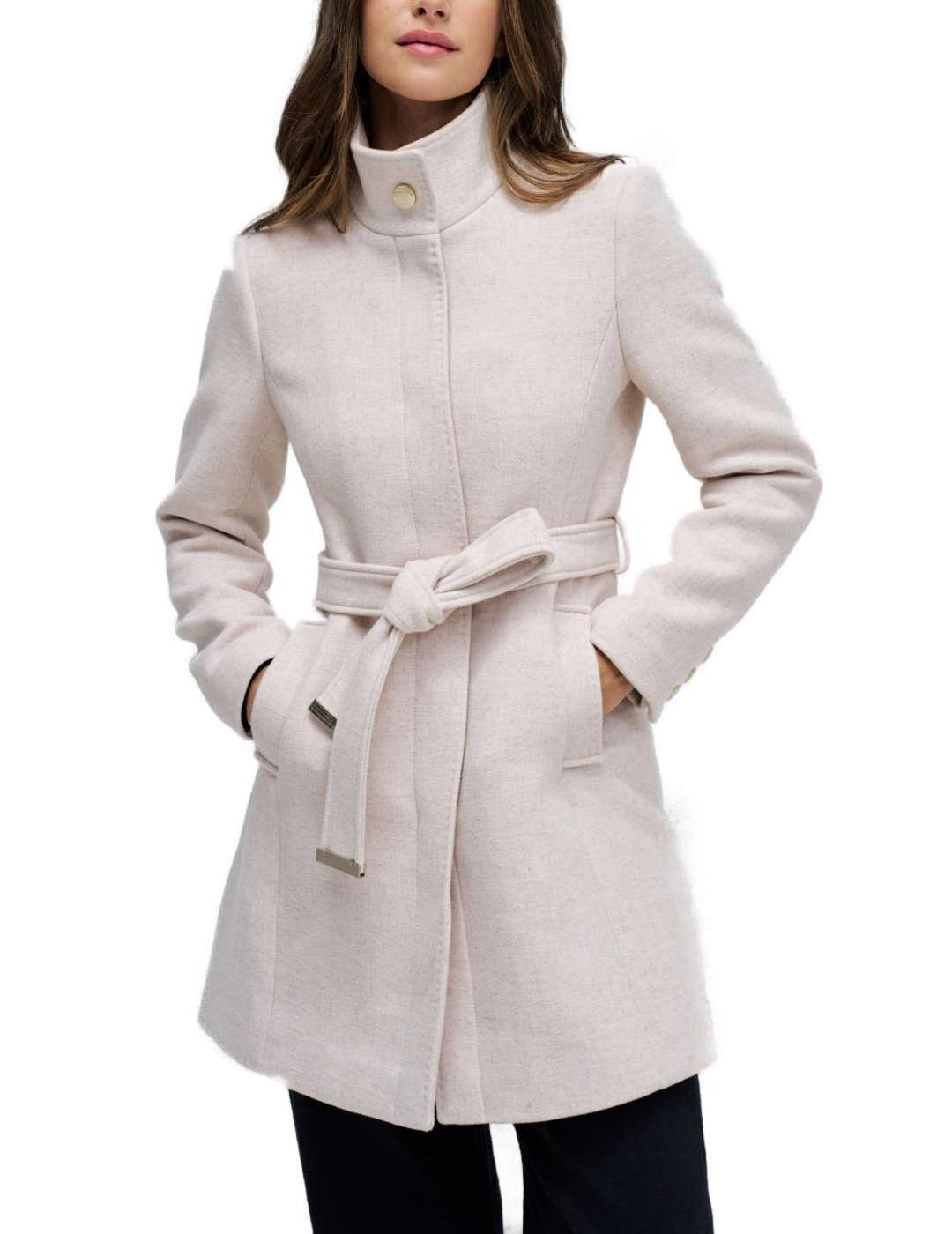 Abrigo Salsa beige con cinturón con lana para mujer