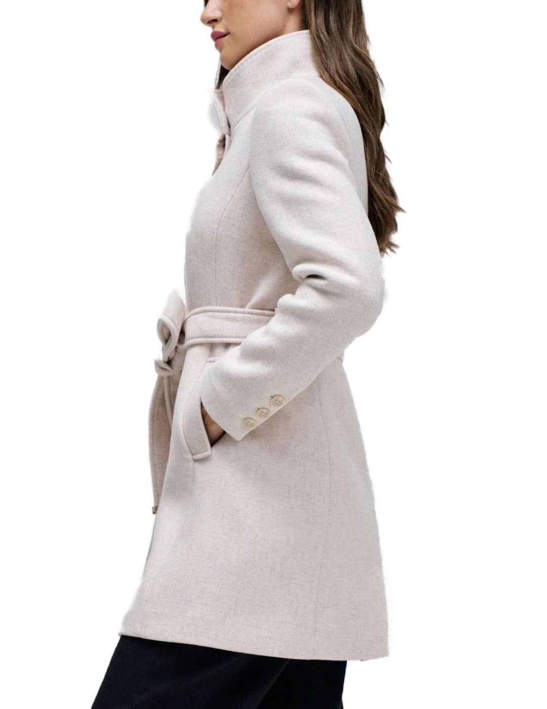 Abrigo Salsa beige con cinturón con lana para mujer