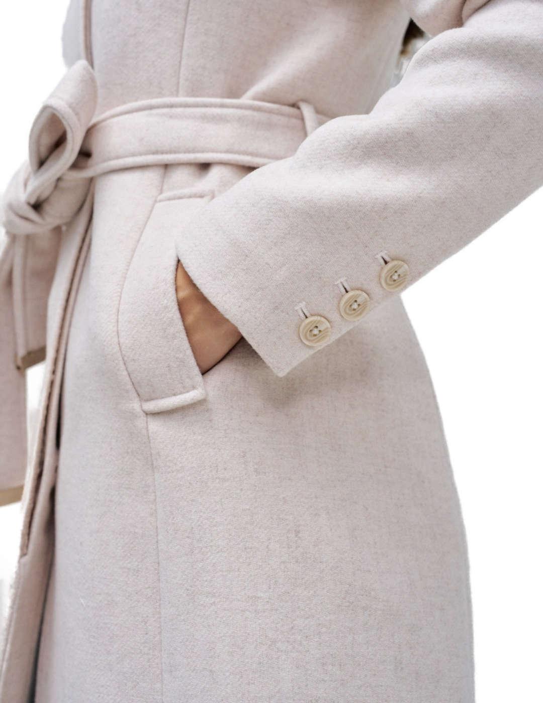 Abrigo Salsa beige con cinturón con lana para mujer