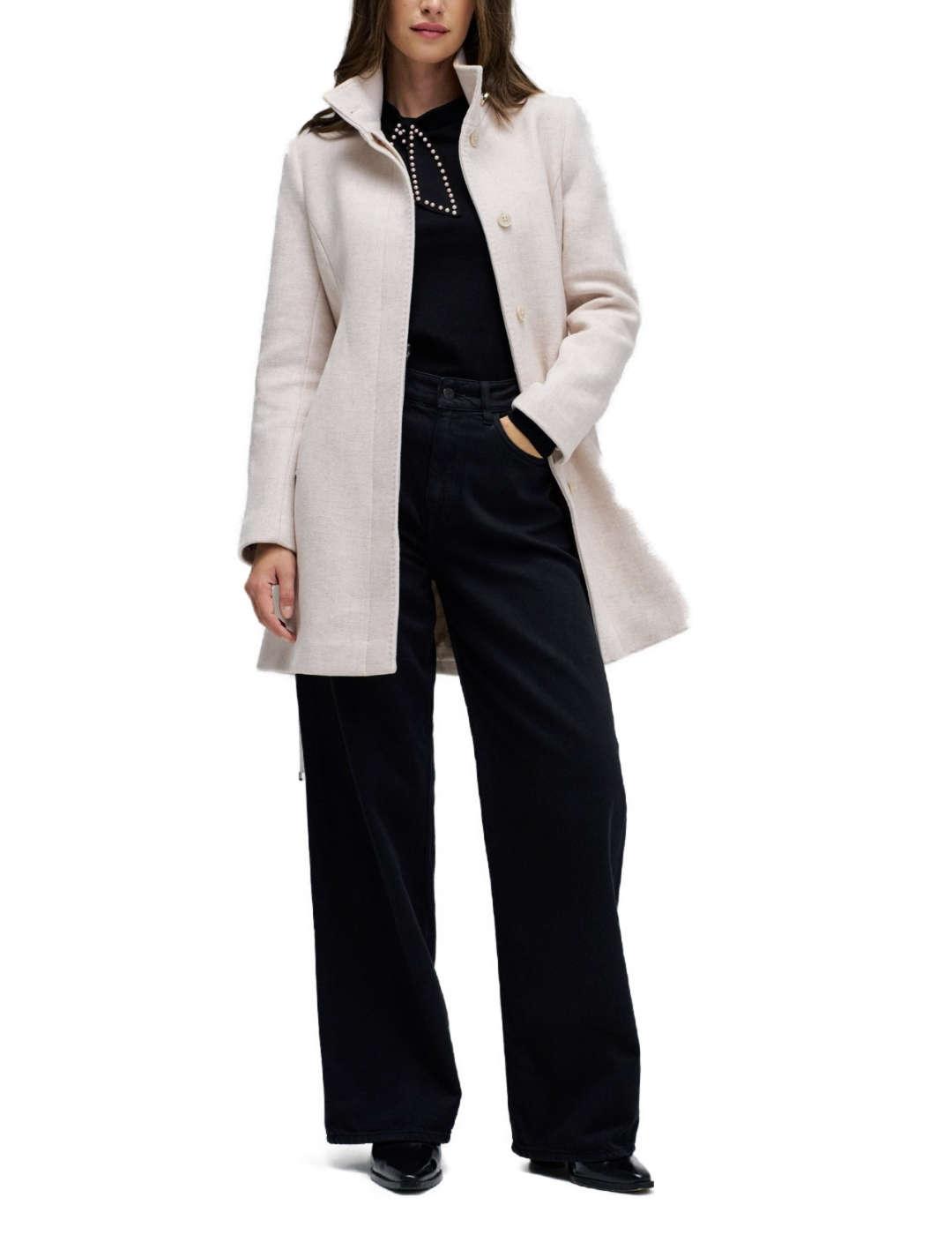 Abrigo Salsa beige con cinturón con lana para mujer